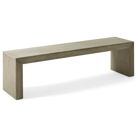Hyde Farmhouse Acacia Wood Dining Bench, Light Gray Oak