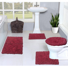 Plush and Absorbent Non-Slip Cotton Plum Oval 2-Piece Bath Rug Set by Blue Nile Mills