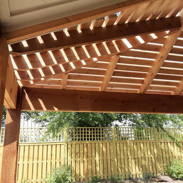 Custom Hip-Roof Cedar Pergola with Precision Shade Lath Framing