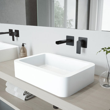 Vigo VGT980 Petunia 22-3/4" Solid Surface Vessel Bathroom Sink - Matte Black