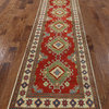Unique 3'x11' Red & Ivory Super Kazak Runner Hand Knotted Wool Area Rug