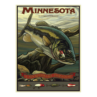 Iowa Bass Giclee Art Print Poster From Travel Artwork by Artist