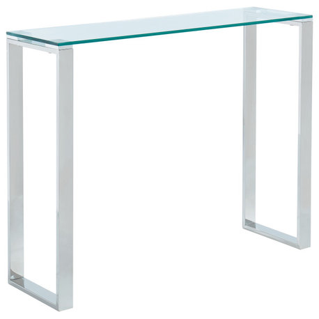 Stainless Steel and Glass Console Table