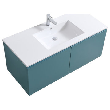 Balli 48'' Single Sink Wall Mount Modern Bathroom Vanity, Teal Green