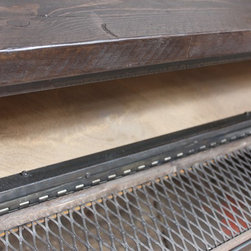 Fairfield Reclaimed Scaffolding Industrial Desk with Steel Mesh Storage & Shelf - Desks & Writing Bureaus