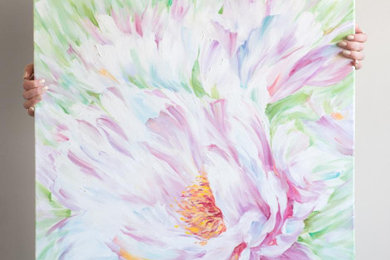 Spring peony oil painting on canvas