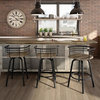 Amisco Brisk Swivel Metal Bar Stool With Distressed Wood Seat