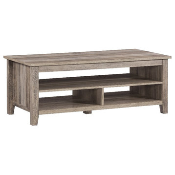48" Grooved Panel Sided Wood Coffee Table - Gray Wash