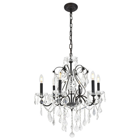 Elegant Lighting St. Francis 6-Light Crystal Chandelier, Dark Bronze, Royal Cut