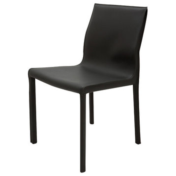 Colter Leather Covered Dining Chair, Black