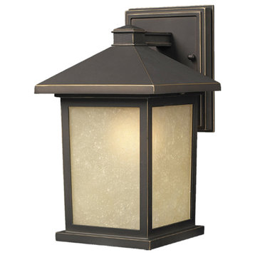Holbrook 1 Light Outdoor Wall Light, Oil Rubbed Bronze, Tinted Seedy Glass