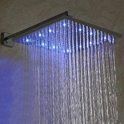 Fontana 12" Oil Rubbed Bronze Square Color Changing LED Rain Shower Head - Showerheads And Body Sprays