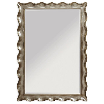 Silvеr Lеaf Piе Crust Floor Mirror Elеgant Wood Framеd