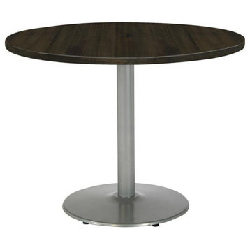 KFI Urban Loft 42" Round Breakroom Table Espresso Rnd Silver Base Stand. Height