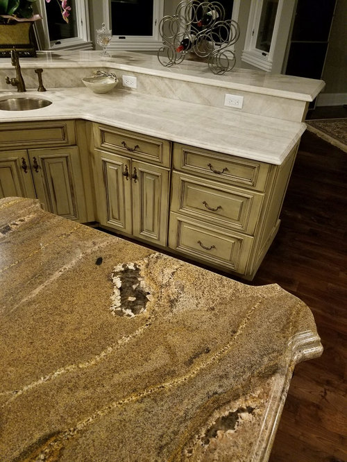 Need Backsplash Ideas to Connect Two Different Countertops.