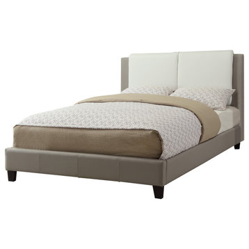 Elegant Full Bed with White PU Head Board