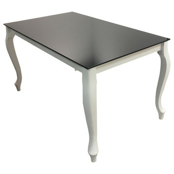 Retro Glass Top Extendable Dining Table, Black & White