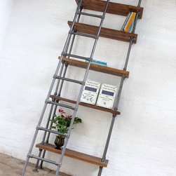 Brooklyn Handmade Reclaimed Scaffolding Boards and Dark Steel Pipe Bookcase with - Display & Wall Shelves