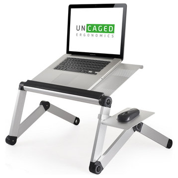 Workez Adjustable Height, Ergonomic Aluminum Laptop Cooling Stand, Silver