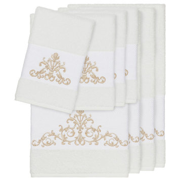 Scarlet 8-Piece Embellished Towel Set, White