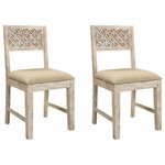 Taran Designs - Talia Wood Chair (Set of 2) - Create an alluring dining space with this set of two dining chairs. Each chair features a slat backrest adorned with a hand-carved pattern to bring a touch of visual interest to your home and upholstered seats for long-lasting comfort. Handcrafted with solid mango wood, these chairs are durable and considerably stable.