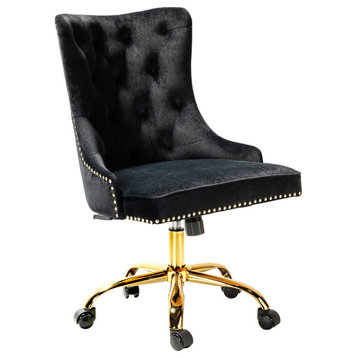 Swivel Task Chair,Velvet Office chair, Black