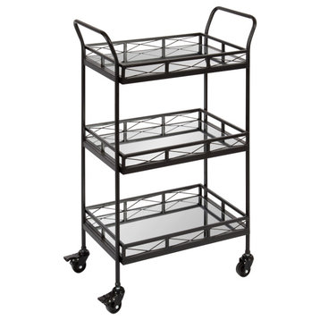 Ketia Metal Tray Bar Cart, Black 23x13x34