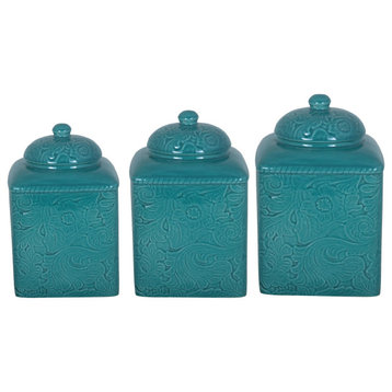 Savannah Canister Set, Turquoise, 3 Piece