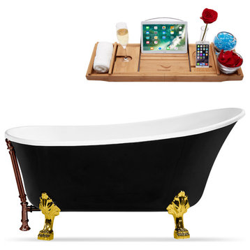 59" Streamline NAA344GLD-ORB Clawfoot Tub and Tray With External Drain