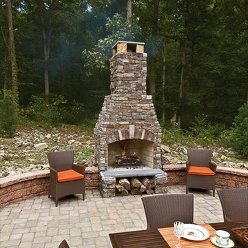 Outdoor Fireplace w/ EP Henry Cast Veneer Stone