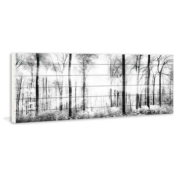 "White Light Forest" Painting Print on White Wood, 60x20