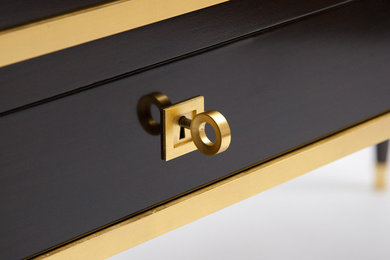 Lacquered desk with gilded bronze