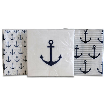 Beach Chic Anchor Napkins, 60 Count, 6.75"