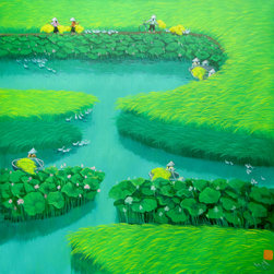 Lotus on the Rice Field - Paintings