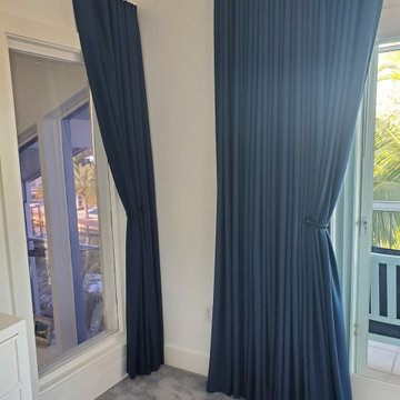 Coastal Master Suite Custom Window Treatments