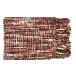 Tabitha Collection Red and Tan Woven Throw by Surya - Throws