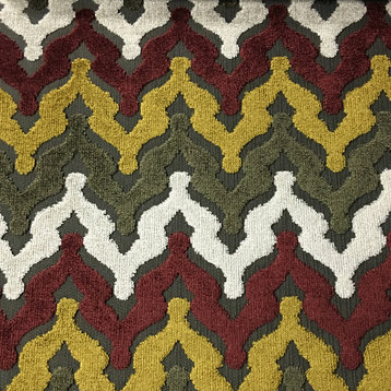 Lennon Cut Velvet Upholstery Fabric, Henna