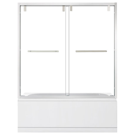 Brescia 60" W x 58" H Double Sliding Framed Tub Door, Polished Chrome
