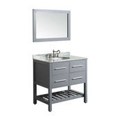36" Single Vanity With White Carrara Top Gray