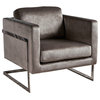 GDF Studio Catherine Velvet Club Chair With Stainless Steel Frame, Gray/Chrome