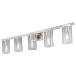 Livex Lighting - Clarion 5 Light Brushed Nickel Vanity Sconce - The clarion transitional five light vanity sconce will bring posh sophistication to your decor. The backplate and clear cylinder glass give this brushed nickel finish a sleek, contemporary look.