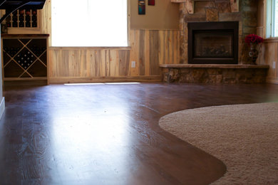 Example of a mountain style basement design in Denver
