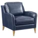 Tommy Bahama Home - Coconut Grove Leather Chair - Graceful lines and saber legs blend to create a transitional silhouette.