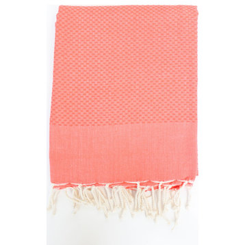 Fouta Honeycomb Solid Color, White, Tangerine