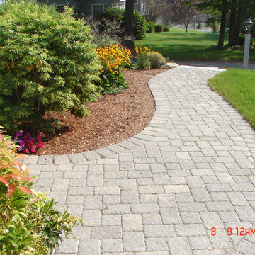 Engineered Concrete Block Walls and Concrete Pavers Landscape Design Norfolk MA