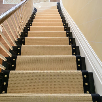 Custom Stair Runner with Nail Heads and Black Wide Binding