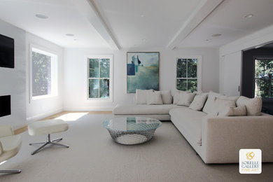 This is an example of a large contemporary living room in New York.