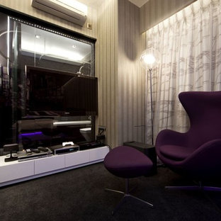 Inspiration for a modern home cinema in Hong Kong.