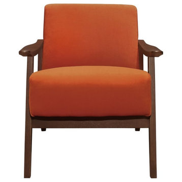 Lexicon Carlson Velvet Upholstered Accent Chair in Orange