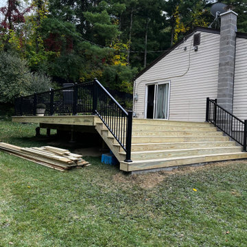 Large pressure treated wood deck